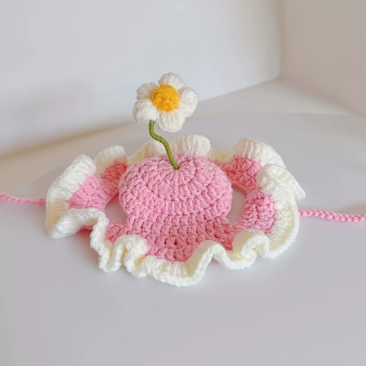 Cute Flower Crochet Pet Hat – Knit Cap for Cats & Small Dogs Pet Costume Hat SPOT