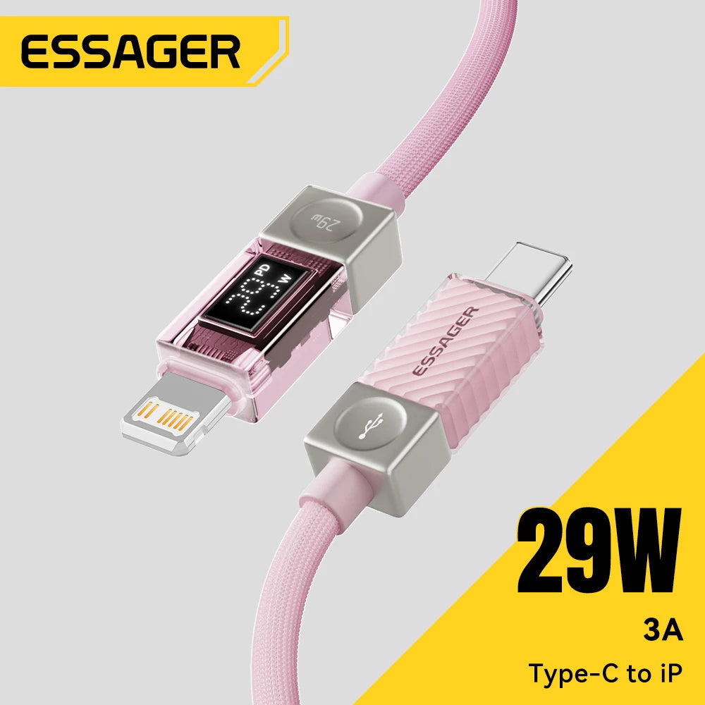Essager USB-C to Lightning Cable – 29W PD Fast Charge & Display USB Charging Cable SPOT