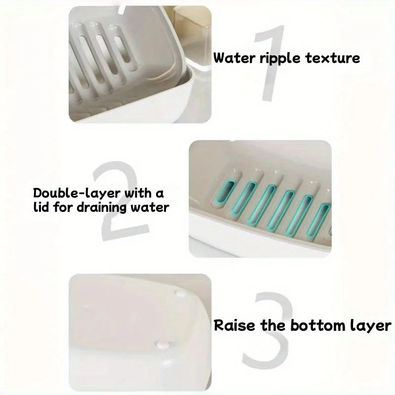 Double Layer Draining Soap Dish – Non-Slip Self-Draining Holder Draining Soap Dish SPOT