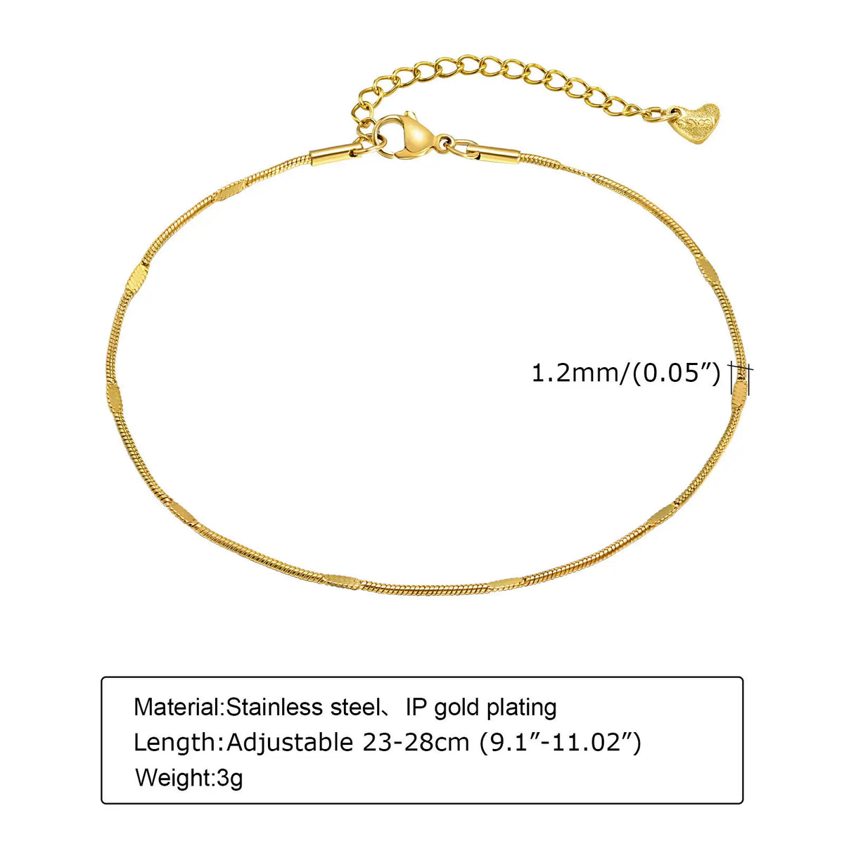 Women's Silver Stainless Steel Bead Anklet – Waterproof Ankle Bracelet SPOT JC-130G