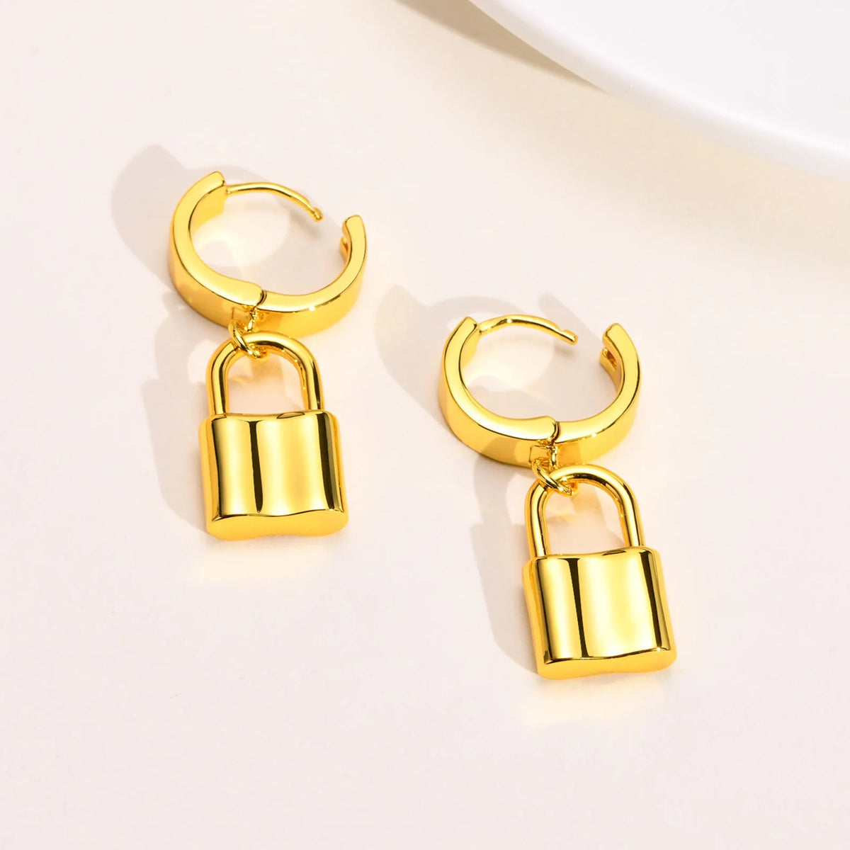 18K Gold Plated Padlock Huggie Hoop Earrings for Women Huggie Hoop Earrings SPOT