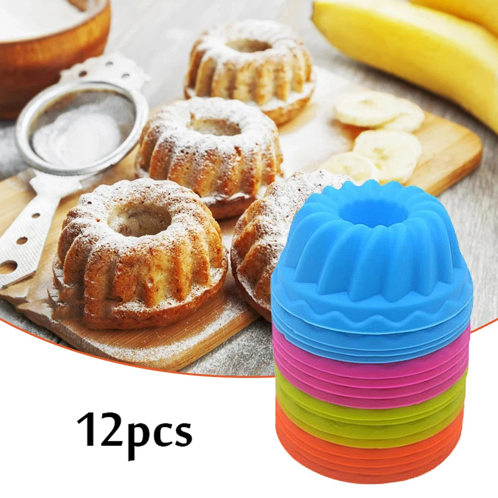 12-Pack Silicone Muffin Cup Cake Baking Molds – DIY Bakeware Silicone Baking Molds SPOT
