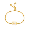 Shell Initial Letter Bracelet – Adjustable Stainless Steel Initial Charm Bracelet SPOT E