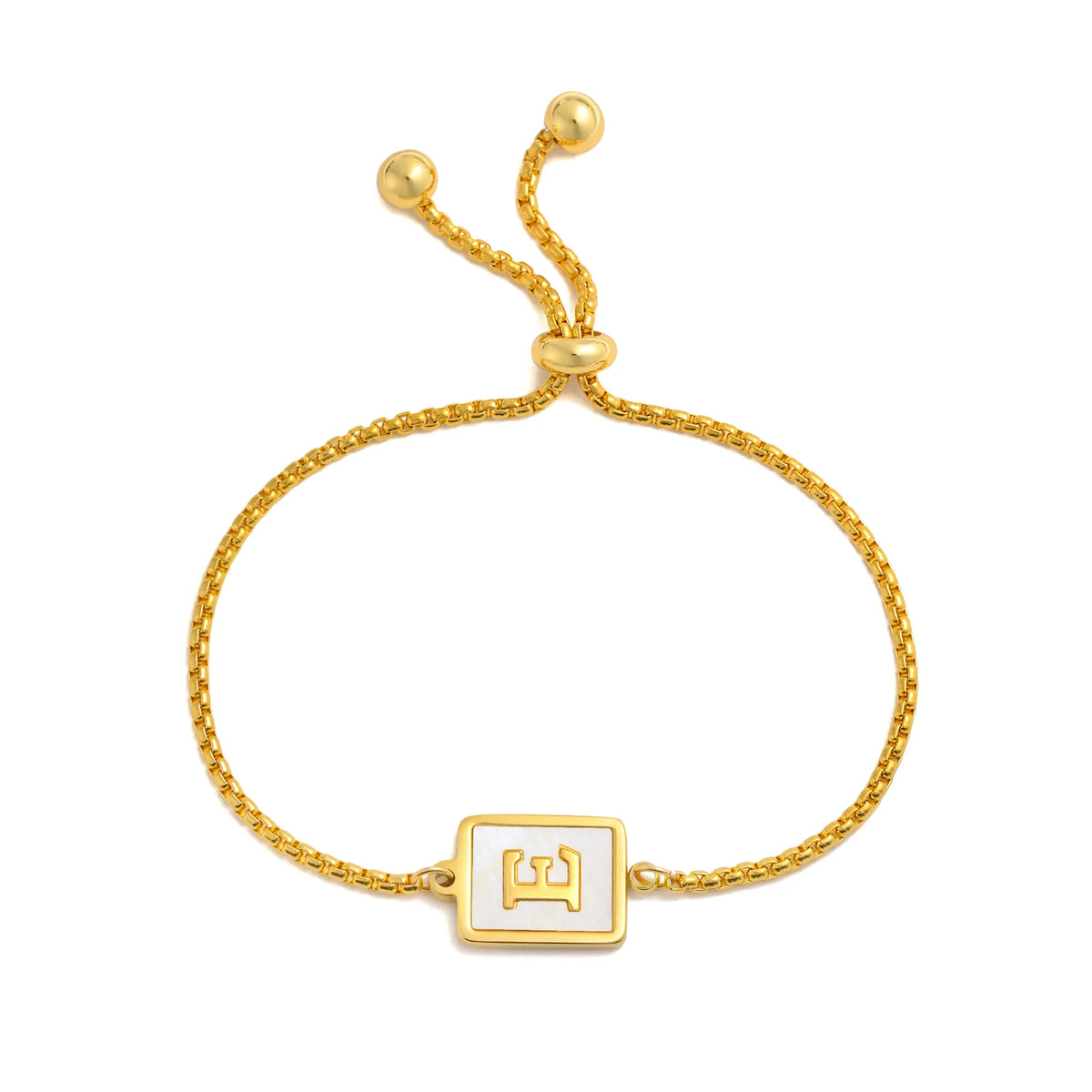 Shell Initial Letter Bracelet – Adjustable Stainless Steel Initial Charm Bracelet SPOT E