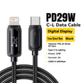 Essager USB-C to Lightning Cable PD 29W Fast Charging & Display USB Charging Cable SPOT Black 29W 1m