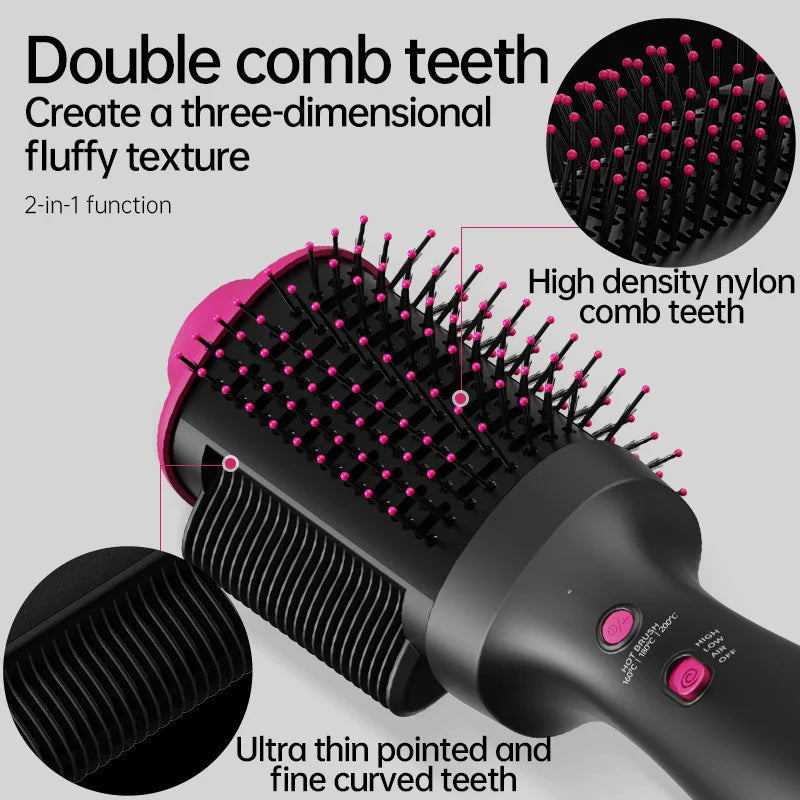 2-in-1 Electric Hot Air Brush | Straightener & Dryer, 3 Heat Hot Air Brush SPOT