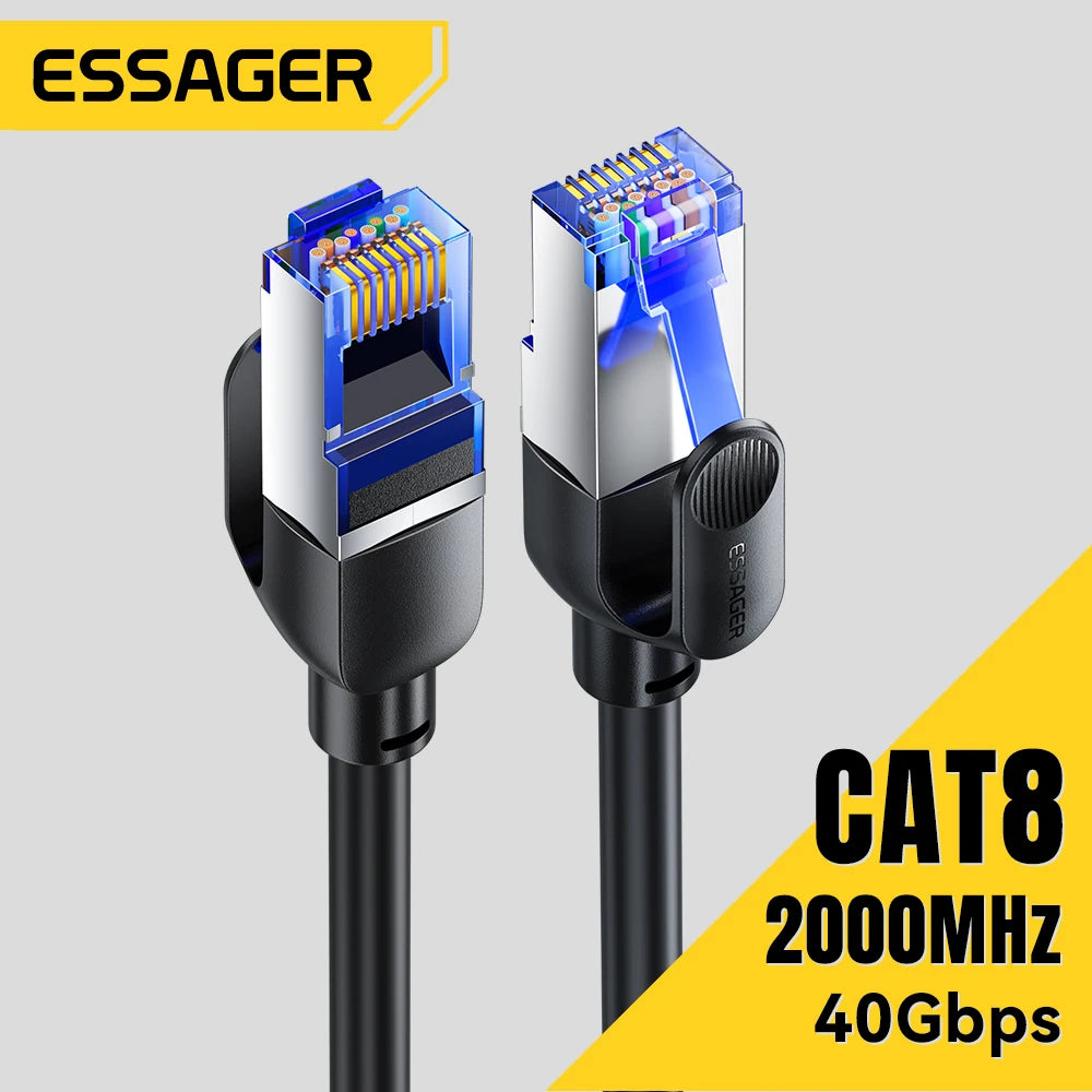 Essager CAT8 Ethernet Cable 40Gbps 2000MHz Cotton Braided RJ45 Ethernet Cable SPOT