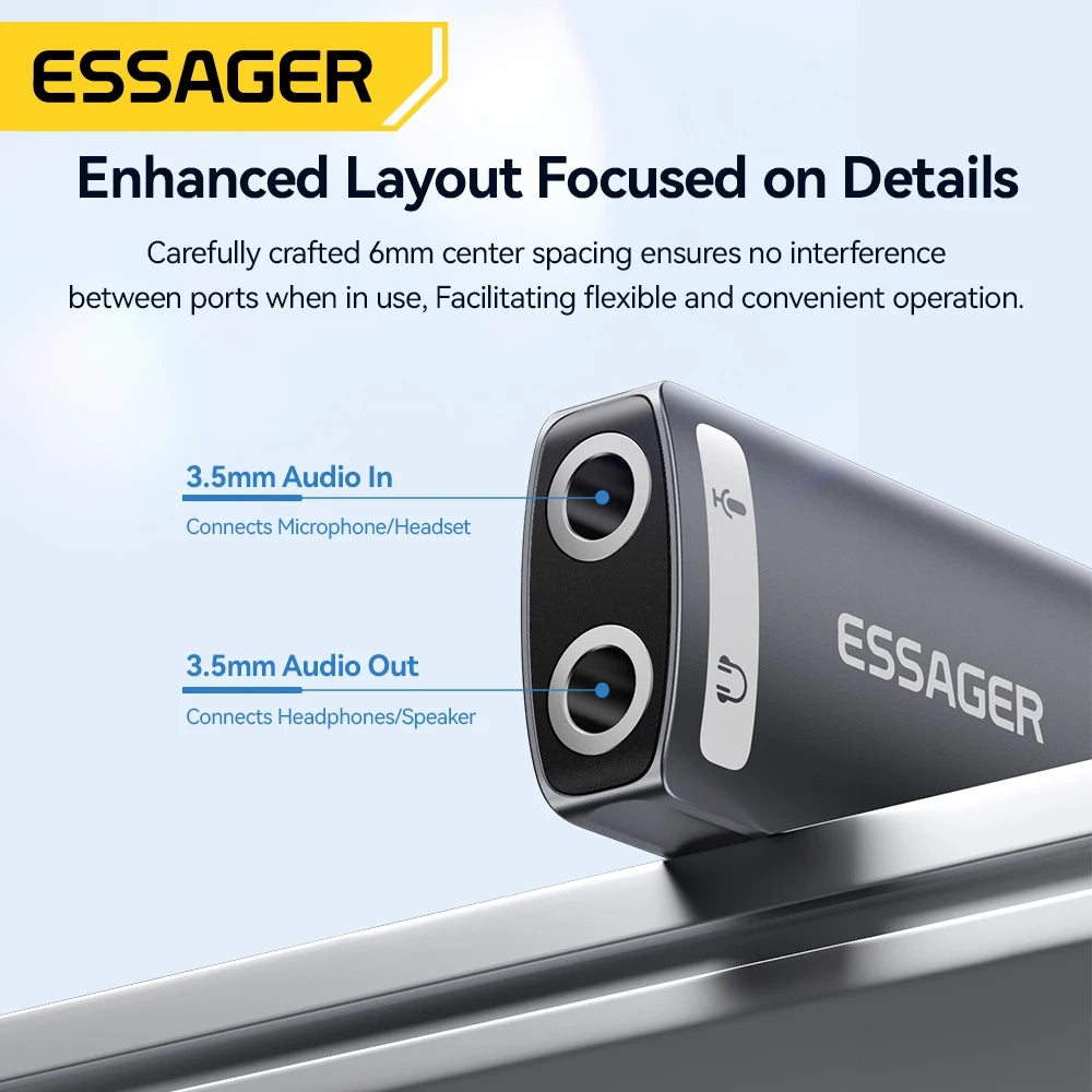 Essager USB External Sound Card – 3.5mm Audio Adapter USB Audio Adapter SPOT