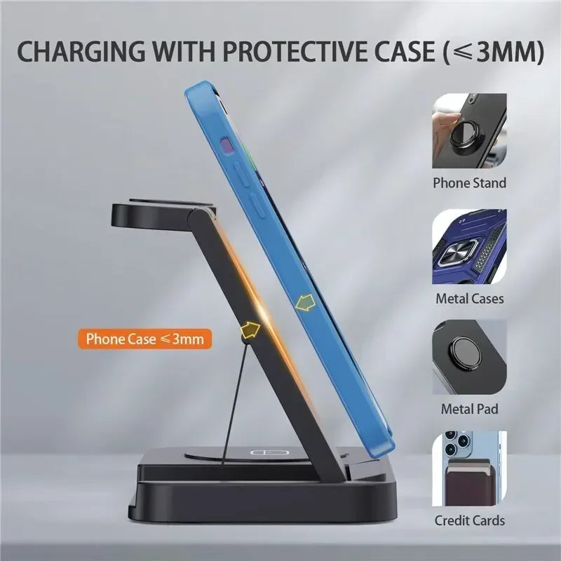 VIKEFON 4-in-1 Foldable Wireless Charging Station | Travel Dock Wireless Charging Dock SPOT