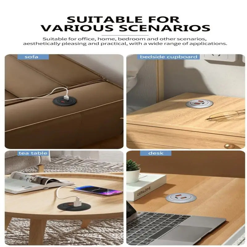 Desktop Embedded USB Hub – 2x USB-A + USB-C Charging Port Desktop USB Charging Hub SPOT