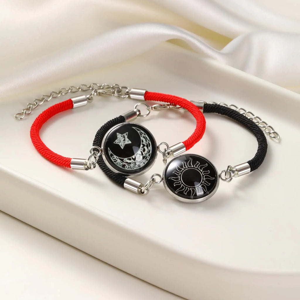 Sun & Moon Couple Bracelet – Adjustable Braided Rope Jewelry Couple Bracelet Set SPOT
