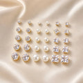15-Pair Gold Stud Earrings Set – CZ & Faux Pearl for Women Stud Earrings Set SPOT Default Title