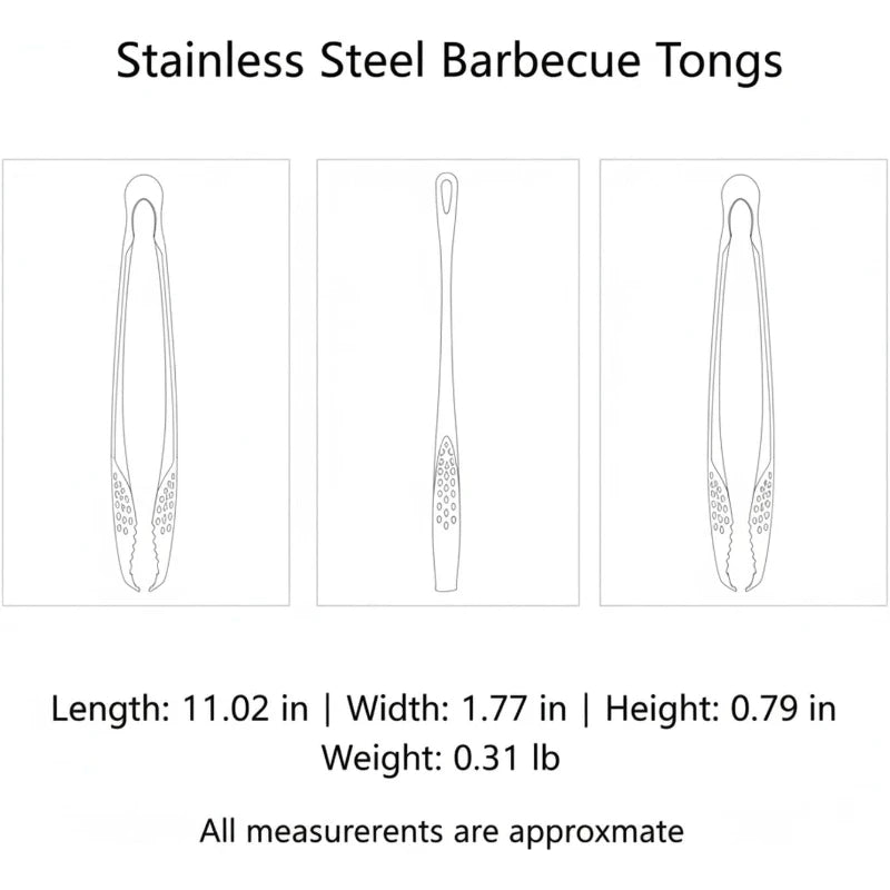 Golden 304 Stainless Steel Korean BBQ Tongs – 11-Inch BBQ Grill Tongs SPOT