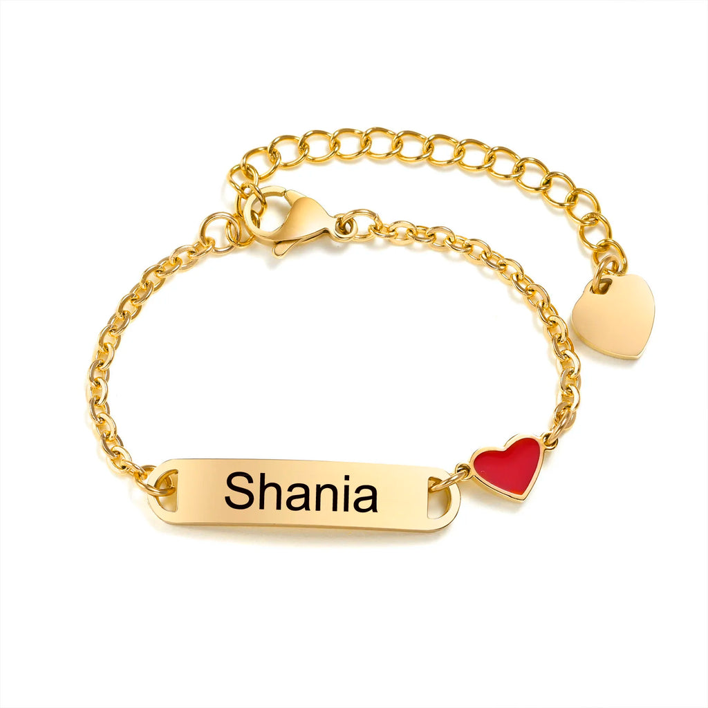 Engravable Heart ID Name Bracelet for Kids – Personalized Gift Personalized ID Bracelet SPOT