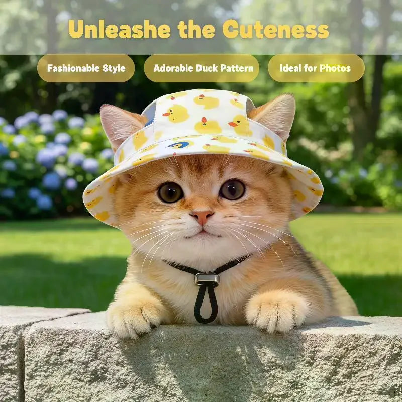 Pet Sun Hat for Cats & Small Dogs – Adjustable with Ear Holes Pet Costume Hat SPOT