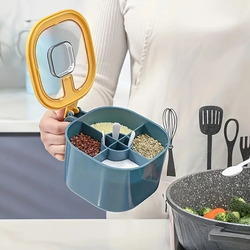 4-in-1 Large Capacity Seasoning Box with Lid & 4 Spoons Spice Storage Box SPOT