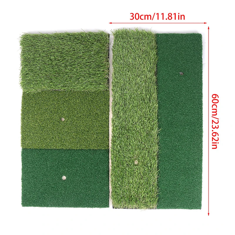 Golf Hitting Mat 30×60cm – 3-Zone Artificial Turf Practice Pad Golf Practice Mat SPOT