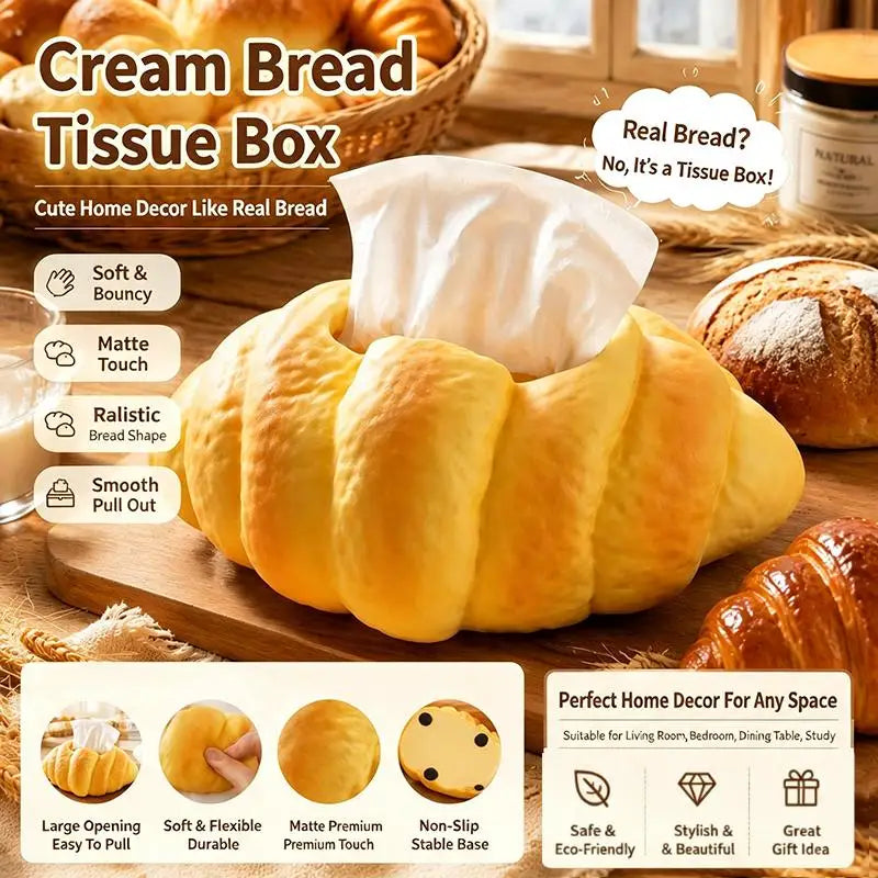 Croissant Shaped Tissue Box – Cute Bread Napkin Holder Decor Novelty Tissue Holder SPOT