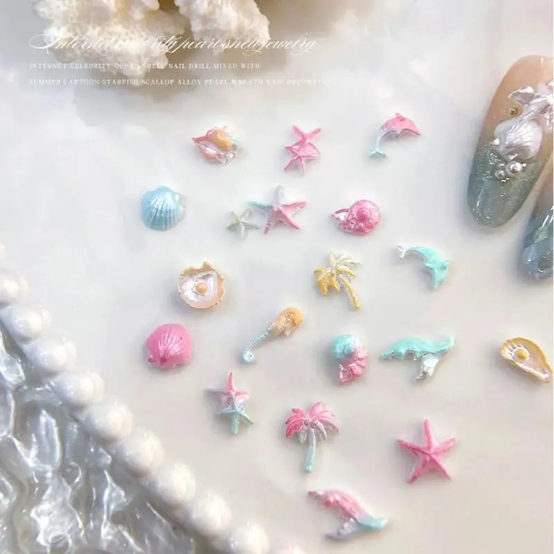 50-Pack Ocean Nail Art Charms – Shell Starfish Resin Jewels Nail Art Charms SPOT