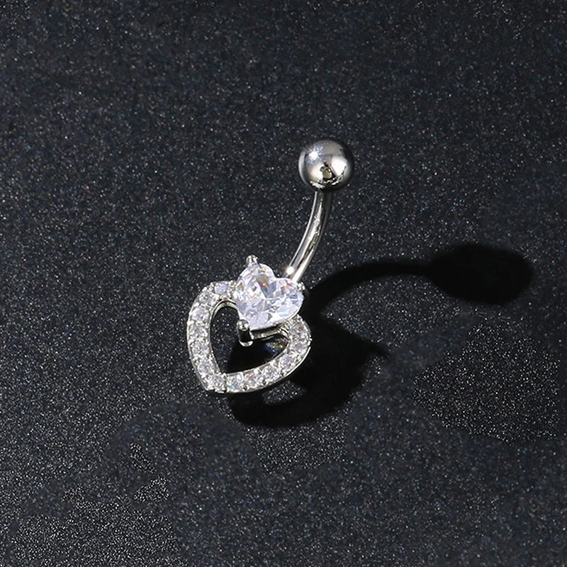 Zircon Belly Button Ring – Stainless Steel Navel Piercing Jewelry Navel Piercing Ring SPOT A1
