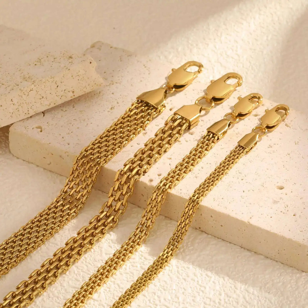 Meaeguet Gold Plated Mesh Link Chain Bracelet for Women Chain Link Bracelet SPOT