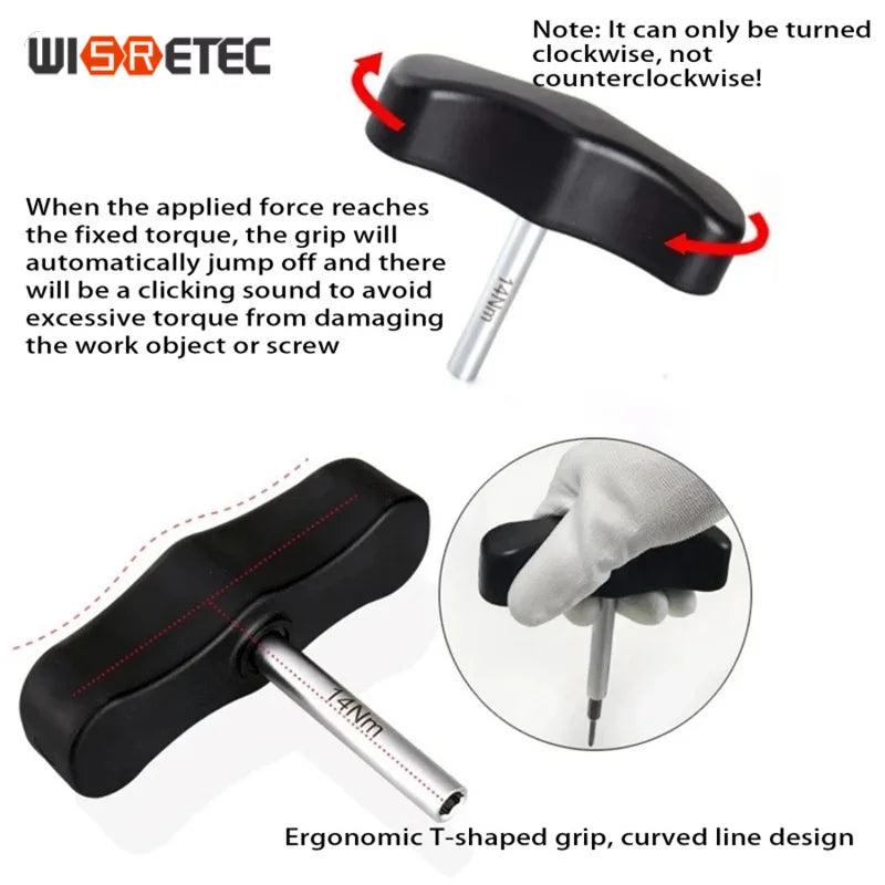 WISRETEC T-Handle Preset Torque Wrench 1.6–8Nm 1/4" Hex Preset Torque Wrench SPOT