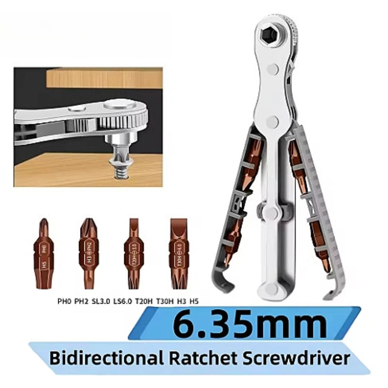 Bidirectional Ratchet Screwdriver Set – Right Angle Multi-Bit Ratchet Screwdriver Set SPOT