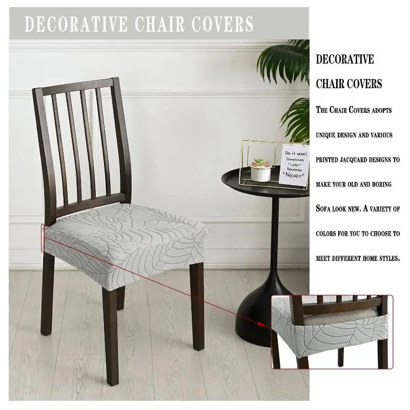 Leaf Jacquard Dining Chair Seat Cover – Stretch Slipcover Chair Seat Cover SPOT