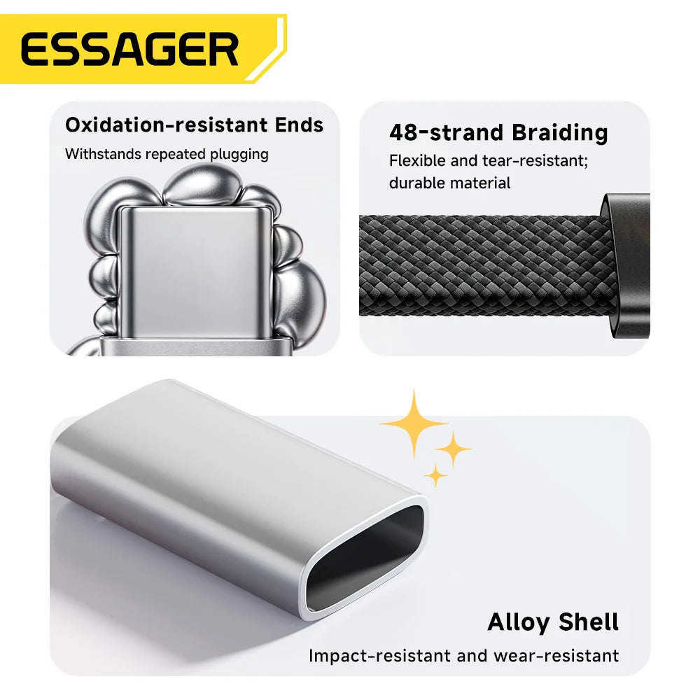 Essager 100W Elbow USB-C Cable – Fast Charging, 1m USB-C Charging Cable SPOT
