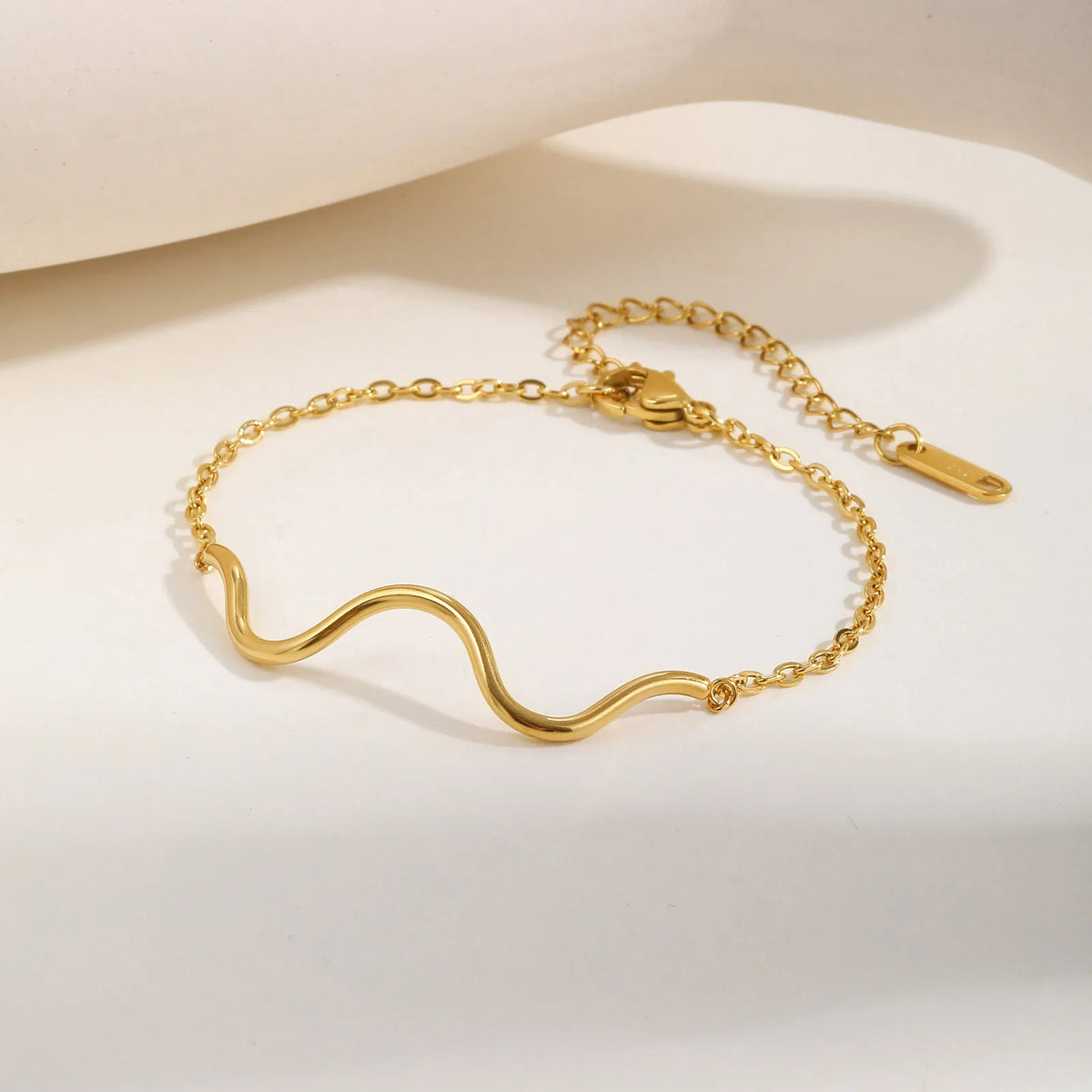 Waterproof Wave Bracelet Women – Gold Stainless Steel, Adjustable Fashion Bracelet SPOT