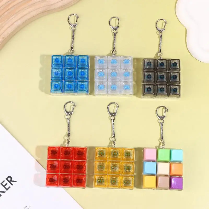 9-Key Mini Finger Keyboard Keychain – Clickable Fidget Toy Fidget Keychain Toy SPOT