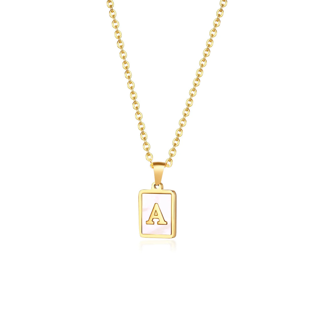 Mother of Pearl Initial Necklace A–Z | Gold Letter Pendant Initial Pendant Necklace SPOT Z Gold Color