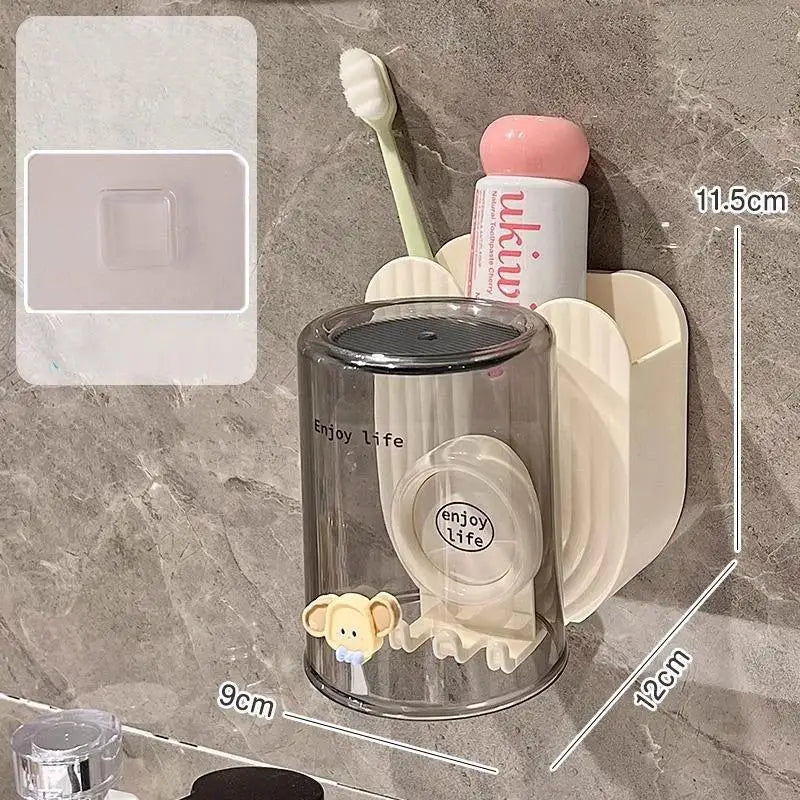 Wall-Mounted Toothbrush Holder & Cup Set – Bathroom Organizer Toothbrush Holder Set SPOT A2
