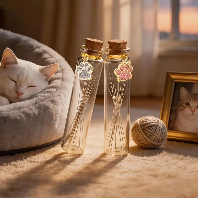 Pet Fur Keepsake Glass Bottle – Cork & Glitter Paw Charm Pet Keepsake Bottle SPOT