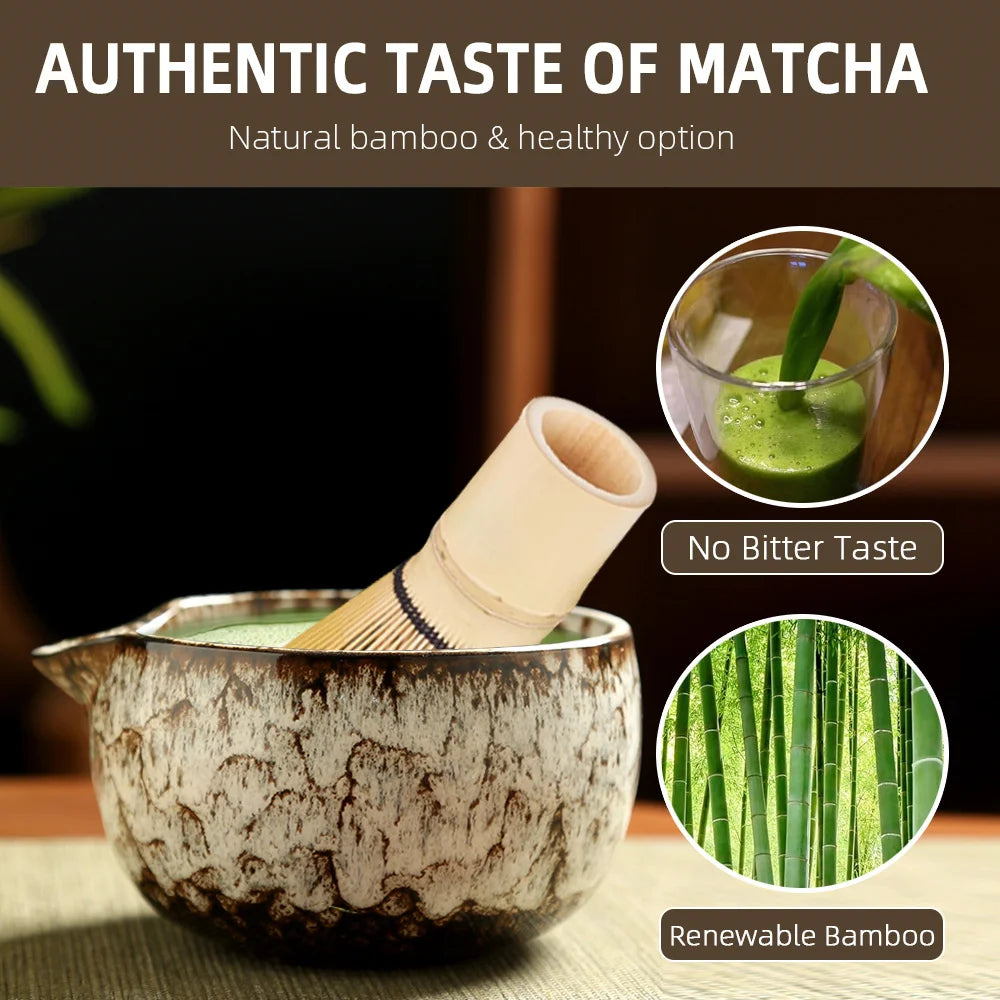 6-Piece Japanese Matcha Whisk Set – Bowl, Bamboo Whisk & Holder Matcha Tea Set SPOT