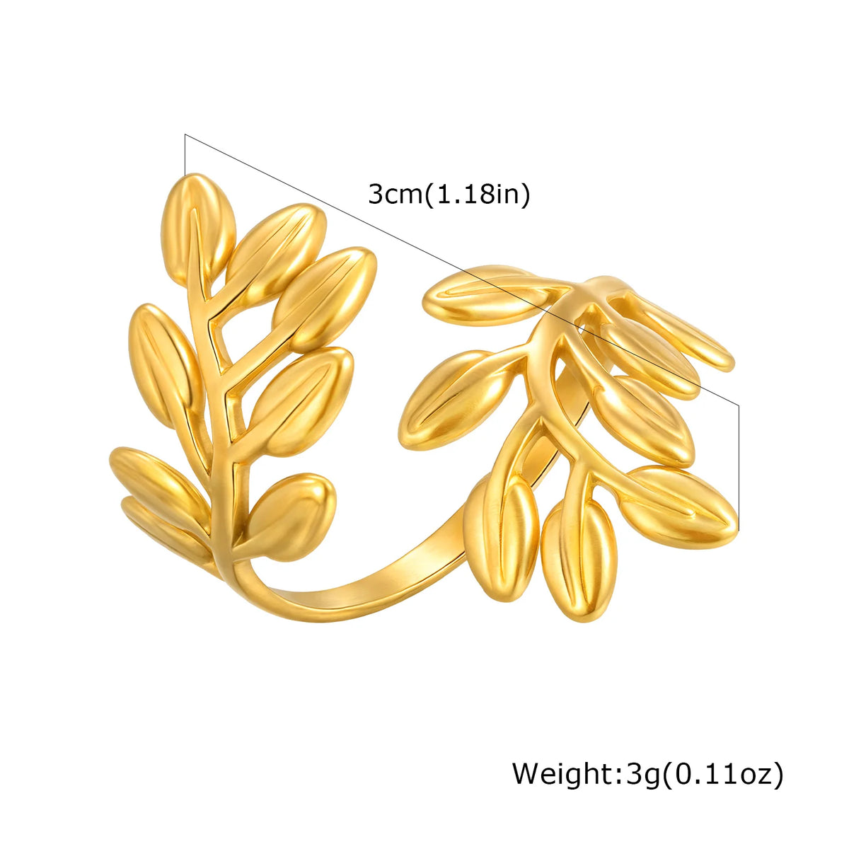 Adjustable Leaf Ring Women – CZ Crystal Gold Stackable Ring Fashion Ring SPOT RC-855G