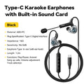 Essager Type-C Karaoke Earphones – HiFi Stereo & Sound Card Wired Karaoke Earphones SPOT Type-C Black