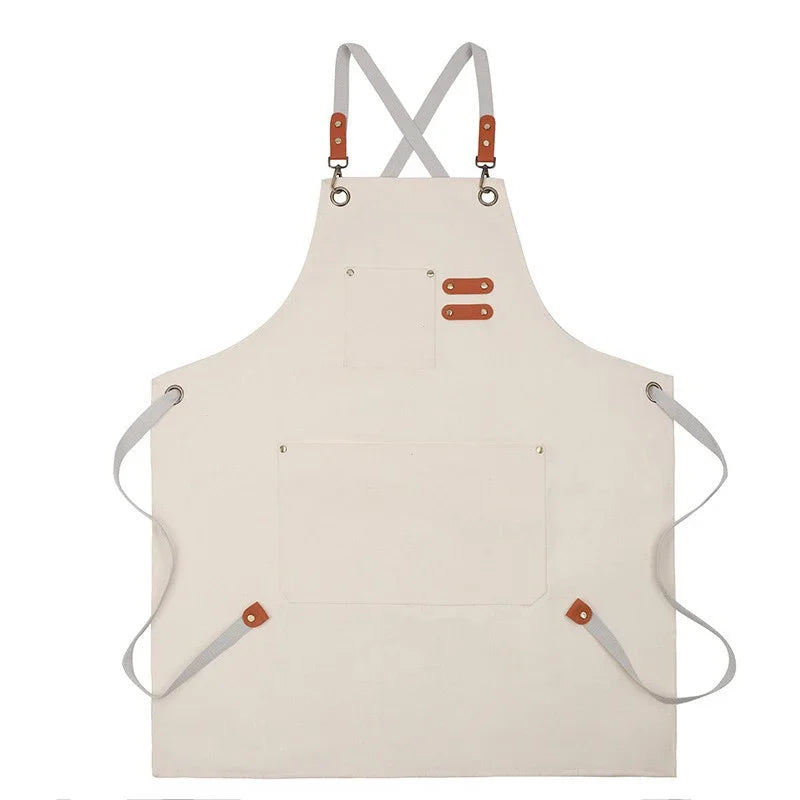 Canvas Apron with Tool Pockets – Oil-Proof Kitchen & Work Apron Canvas Kitchen Apron SPOT Beige