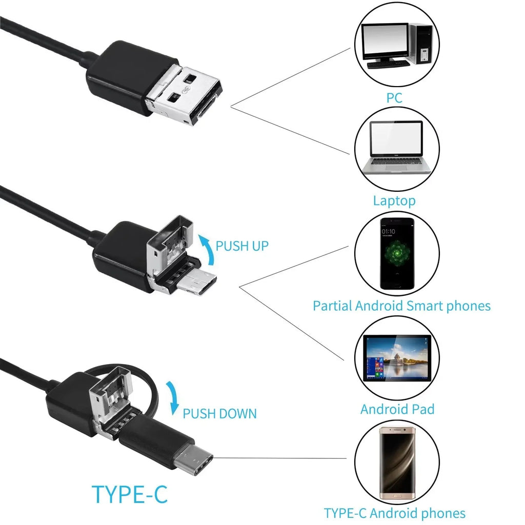 7mm Borescope Inspection Camera 3-in-1 USB Type-C Waterproof Inspection Camera SPOT