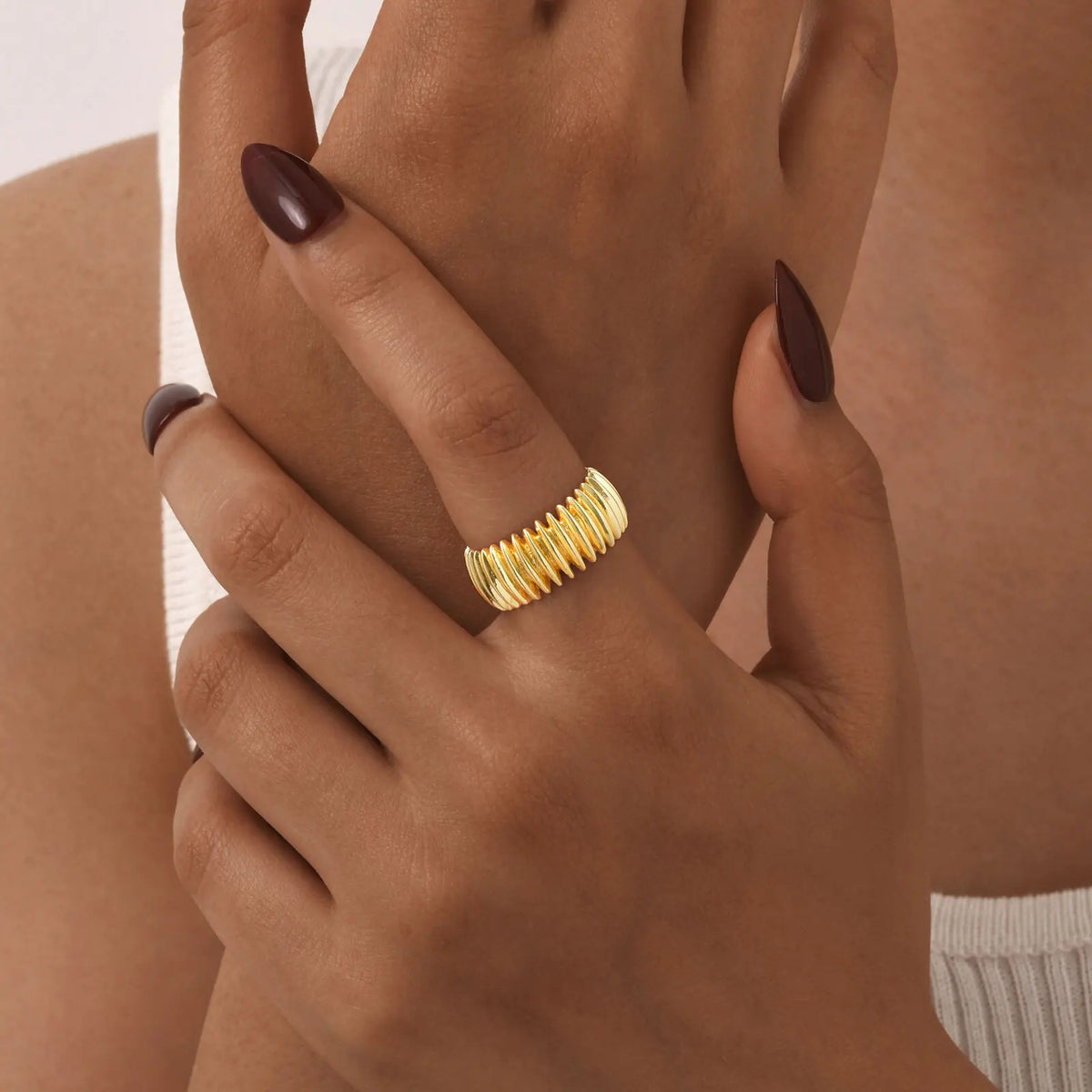 Meaeguet Geometric Gold Ring – 14k Plated Stainless Steel Fashion Ring SPOT