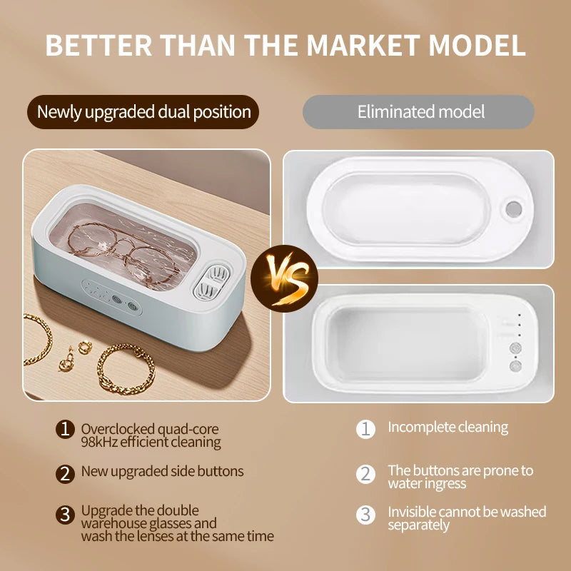 Double-Bin Ultrasonic Jewelry Cleaner – Adjustable High Frequency Ultrasonic Cleaner SPOT