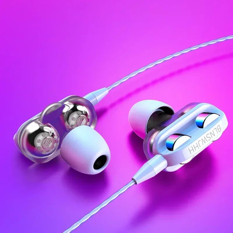 VIKEFON 3.5mm Wired Earbuds – Dual Driver HiFi Bass & Mic Wired In-Ear Earbuds SPOT White