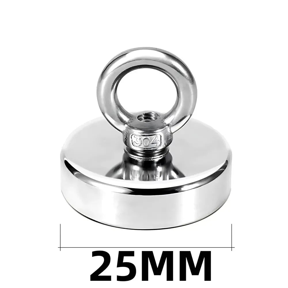 Neodymium Fishing Magnet with Eyebolt – Heavy Duty Salvage Fishing Magnet SPOT 1PcD25 Pull Max 19kg