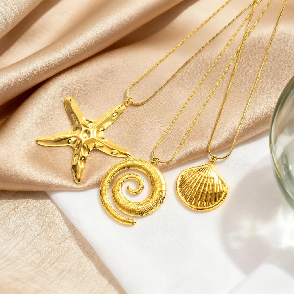 Starfish Shell Necklace – Leopard Cord Beach Pendant Jewelry Pendant Necklace SPOT