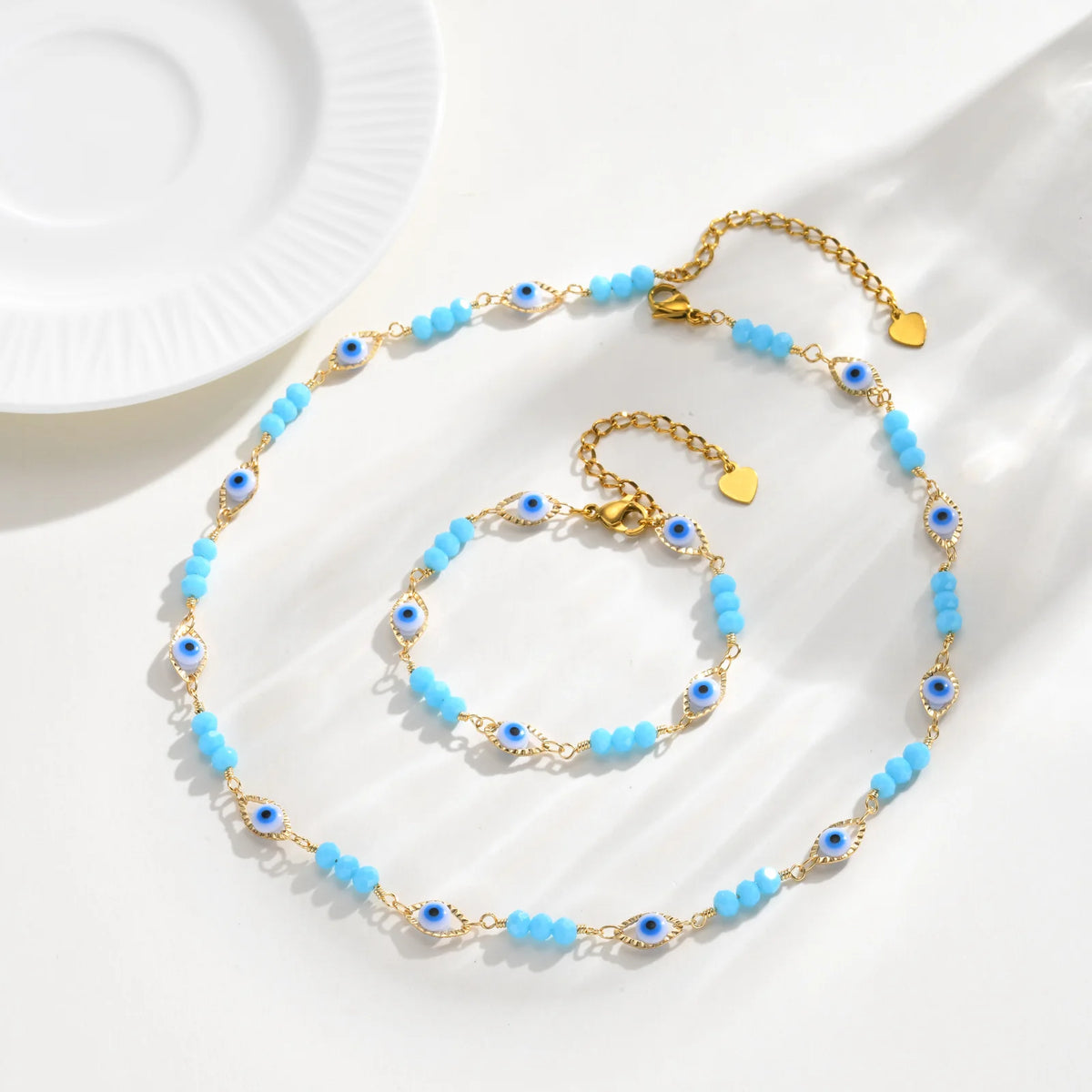 Evil Eye Blue Beaded Choker – Turkish Nazar Necklace for Women Beaded Choker Necklace SPOT