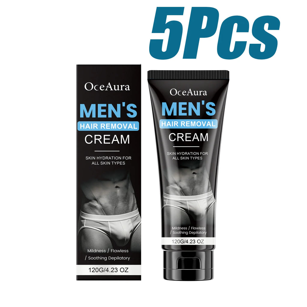 OceAura Men's Depilatory Cream – Gentle Body Hair Remover Depilatory Cream SPOT 5 x 120g Boxed