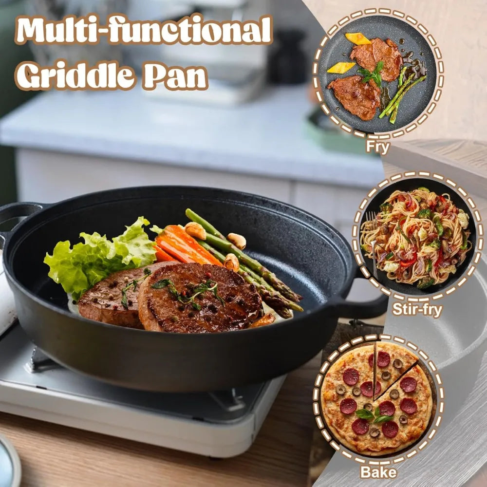 Round Non-Stick Cast Iron Skillet with Double Handles Cast Iron Skillet SPOT