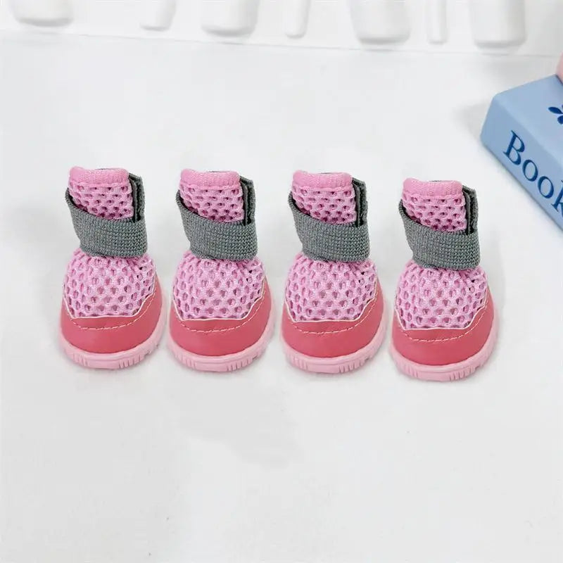 Breathable Mesh Dog Shoes 4-Pack – Non-Slip Small Dog Sandals Dog Shoes SPOT