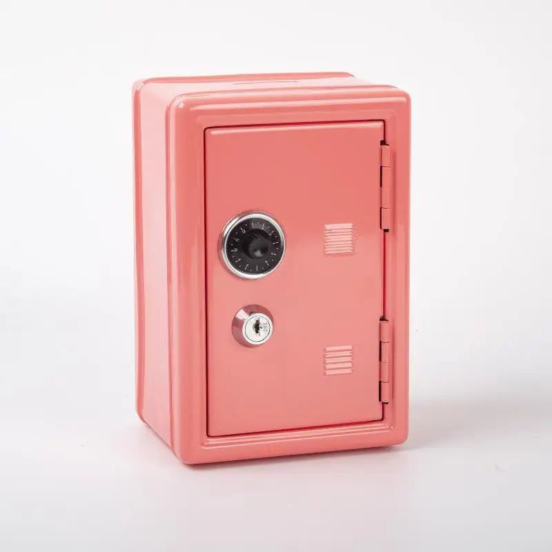 Mini Metal Safe Box with Combination Lock & Key | Kids Piggy Bank Mini Safe Box SPOT Rose red