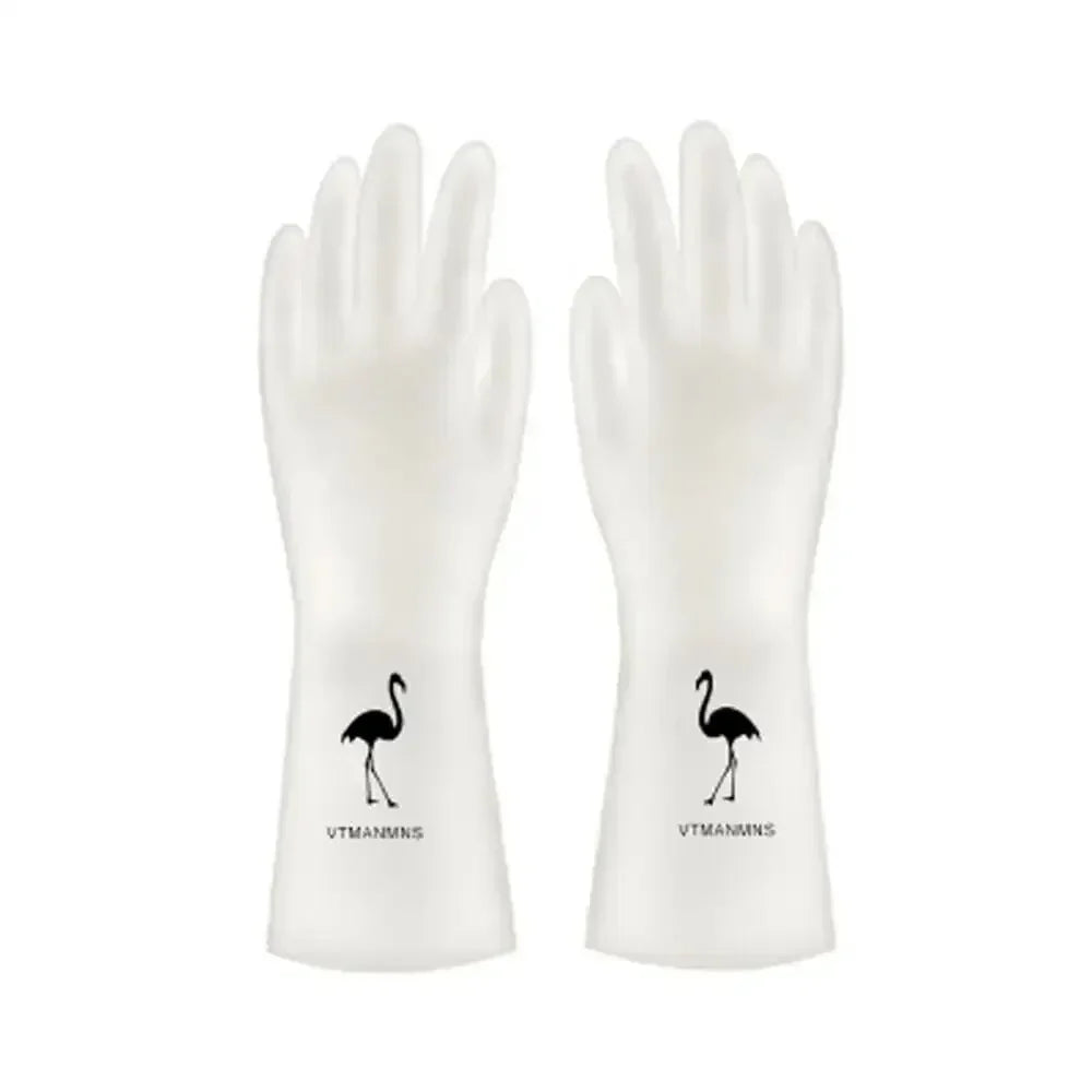 Waterproof PVC Cleaning Gloves – Kitchen, Laundry & Dishwashing Household Cleaning Gloves SPOT Flamingo S